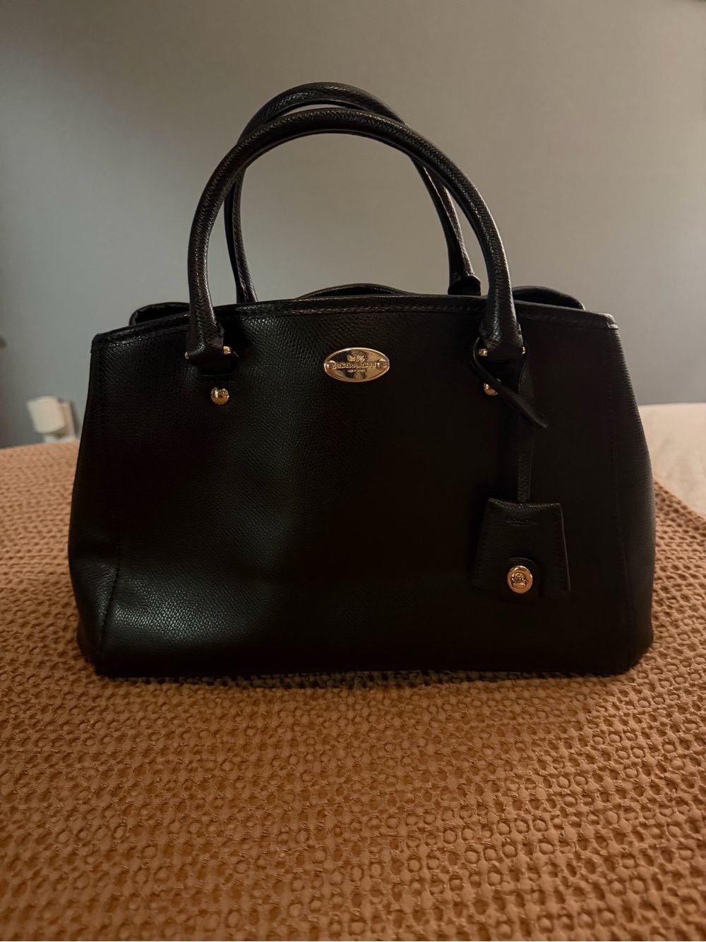 Coach Margot Carryal black vintage satchel bag with gold hardware